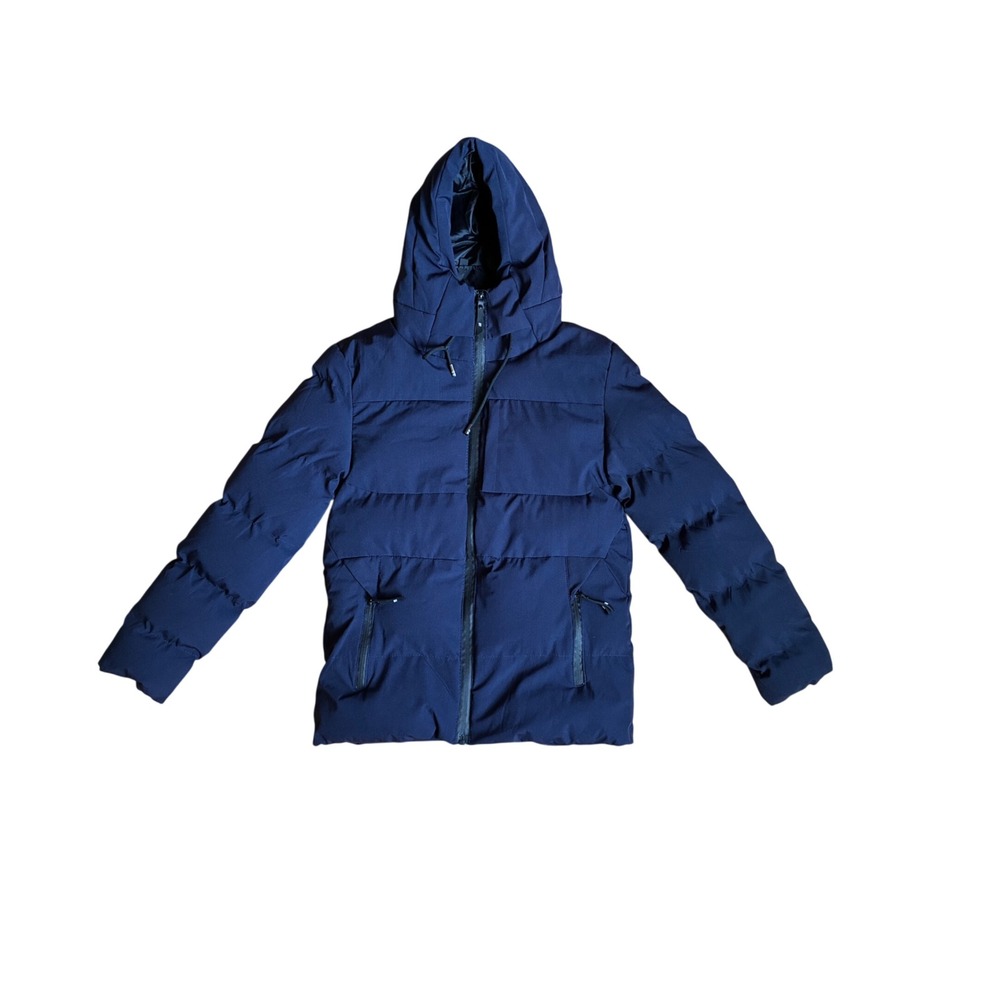 NWTS 32 Degrees Heat Kids Ultra Light Down Puffer Jacket Blue Hooded 650 Fill M